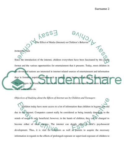 The Effect of Media (Internet) on Children behavior