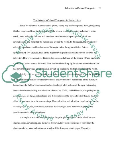 Television as a Cultural Transporter in Human Lives