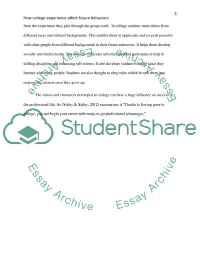 How does college experience affect future experiences
