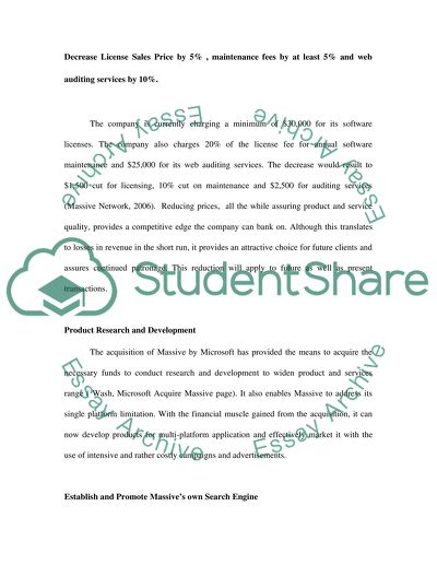 Implementation Controls and Executive Summary of Massives Marketing Plan