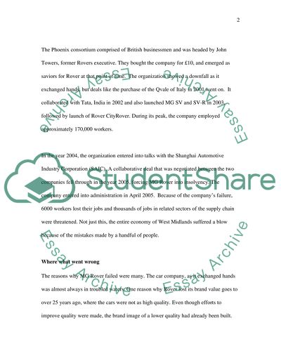 Managers as Powerful and Privileged Individuals - MG Rover