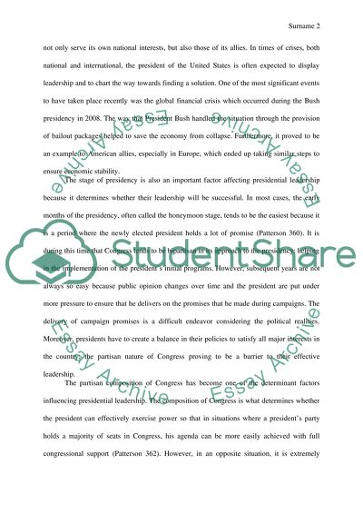 Factors Affecting Presidential Leadership