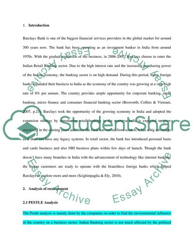 Evaluation of Barclays Bank in India