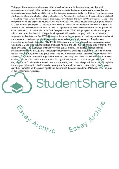The S&P 500 and the FTSE 100 Groups of Companies