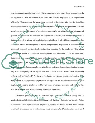 Curriculum Development Related to Information Security Policies and Procedures