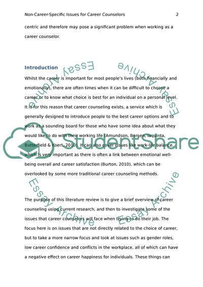 Non-career-Specific Issues for Career Counselors