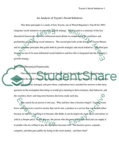 Toyotas Social Initiatives