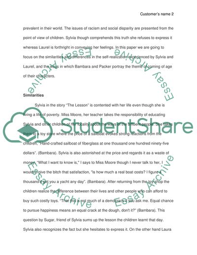 Compare and contrast Toni Cade Bambaras The Lesson and ZZ Packers Brownies