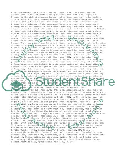 The risk of cultural issues in written communications