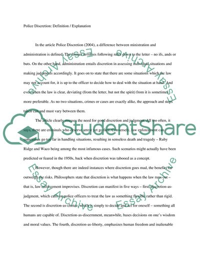 Criminal Justice: Police Discretion on Cases of Domestic Violence