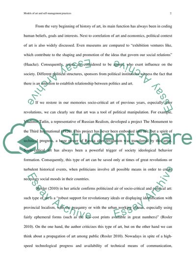 Models of art and self-management practices