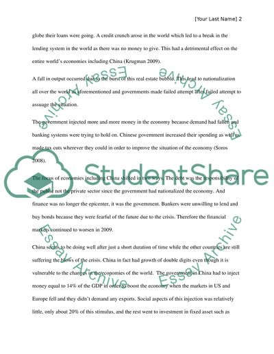 The Way China Has Been Affected by the Recent Financial Crisis of 2008