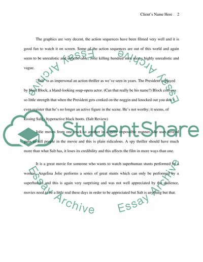 Film evaluaton about SALT movie by angelina jolie