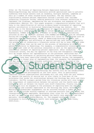 The Process of Improving Patient Experience