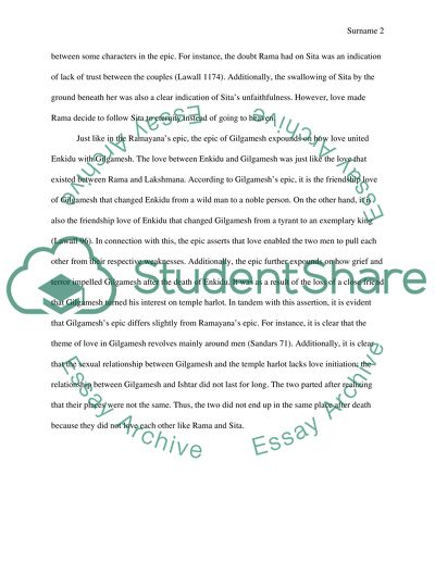 Essay On My Mother In English Comparing Themes In Gilgamesh And Ramayana Narrative Essay Example High School also Compare And Contrast Essay High School And College Comparing Themes In Gilgamesh And Ramayana Essay Science Essays