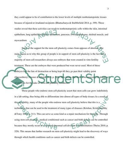 Evaluation of the Evidence for and against Stem Cell Plasticity