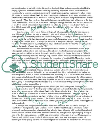 The State of Cloned Animals Food in 2050