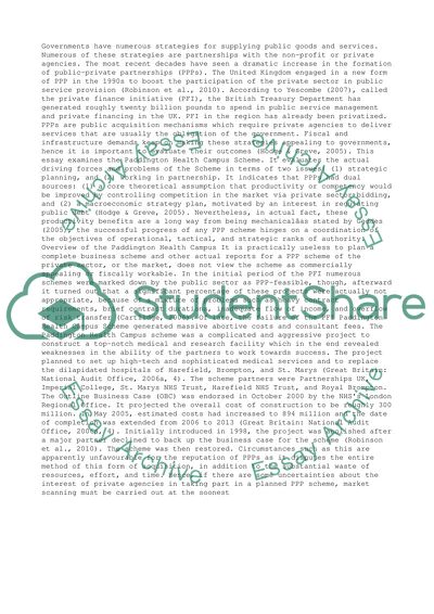 Public and Private Partnership Paddington Health Campus Scheme