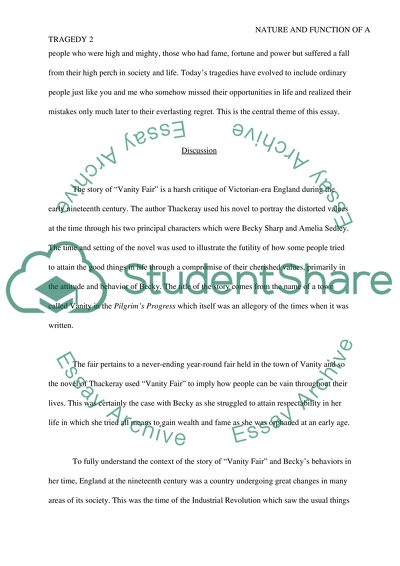 A Classic Art Form: Nature and Function of a Tragedy