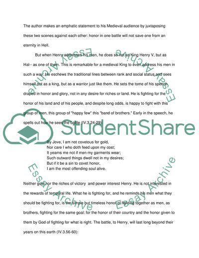 An analysis of one of Henry Vs speeches AND the response to it