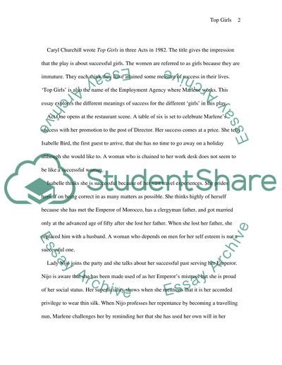 Success Is Measured in Different Definitions in Caryl Churchills Top Girls