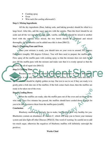 Instruction paper (by OWN words). Subject: blueberry muffin