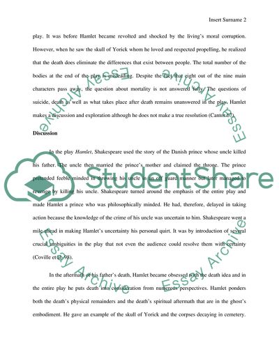 The Theme of Death in Shakespeares Hamlet