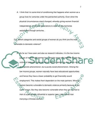 Interview with someone who works with the victims of demestic violence