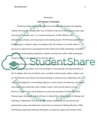 Neil Postmans Technopoly and Raysa Leers Rethinking the Future of Learning