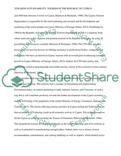 Towards Sustainability: Tourism in the Republic of Cyprus