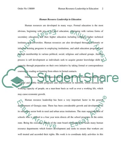 Human Resource Leadership in Education