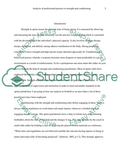 Analysis of professional practice in Strength & Conditioning