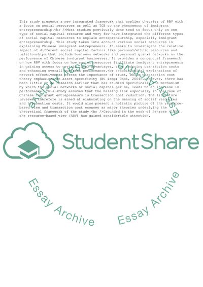 An Integrative Approach of Resource-Based View and Transaction Cost Economics