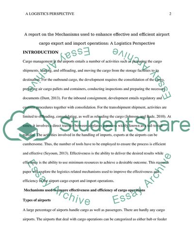 Mechanisms Used to Enhance Effective and Efficient Airport Cargo Export and Import Operations