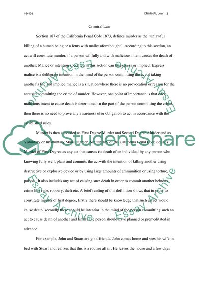 Crime of murder/Criminal Law