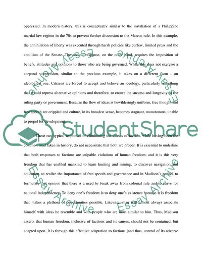 Government Politics and the Federalist Papers