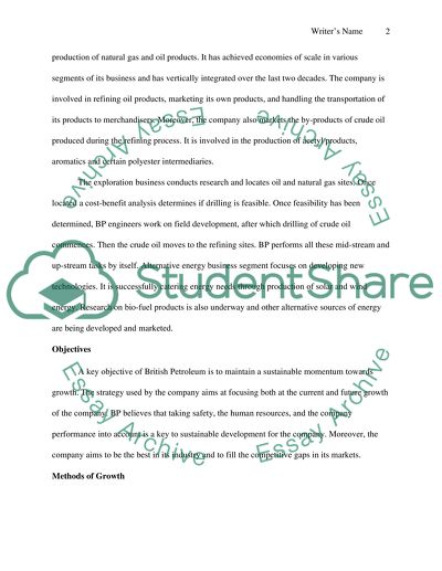 Analysis of British Petroleums Methods of Growth
