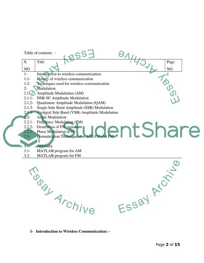 Wireless Communication: the Modulation Technique