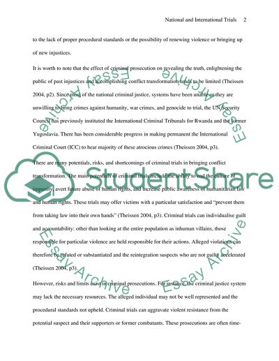 National and International Trials In Ending Violence