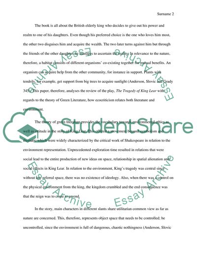 Green in Shakespeares Tragedy of King Lear