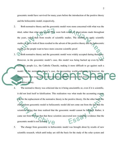 The Change From Normative Accounting Theory to Positive Accounting Theory
