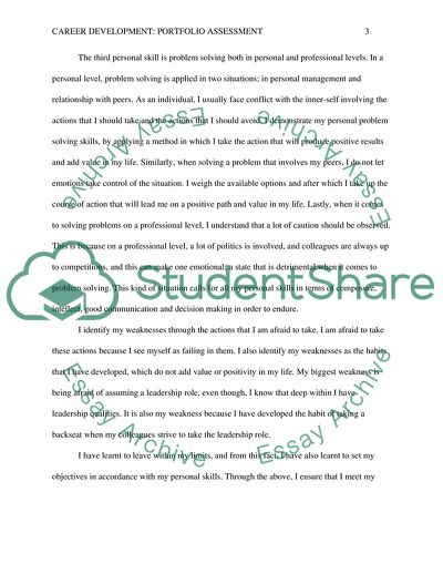 Career Development: Portfolio Assessment