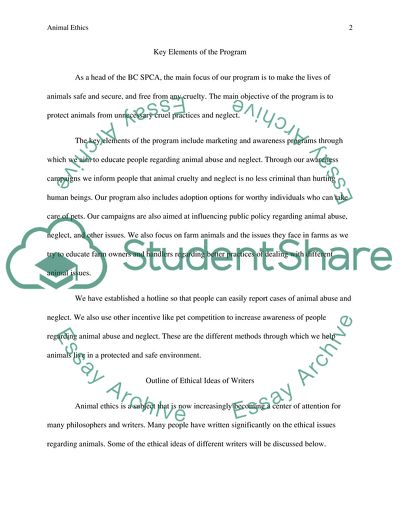 Key Elements of the Animal Protection Program