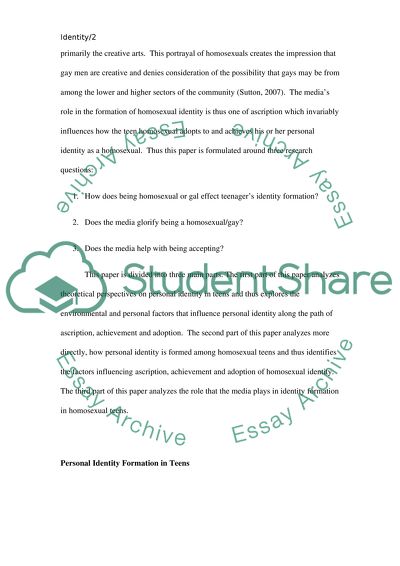 Teenage Identity Formation in Homosexuals