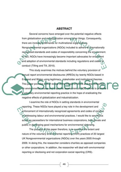 Voluntary Environmental Reporting Practice: NGOs Accountability