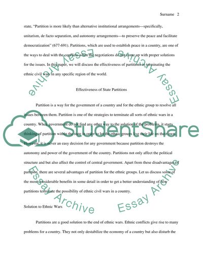 Termination of Ethnic Civil Wars: Partition