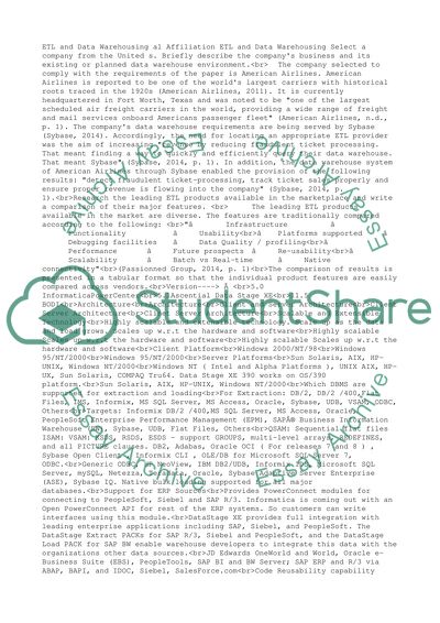 W5 asig ETL and Data Warehousing