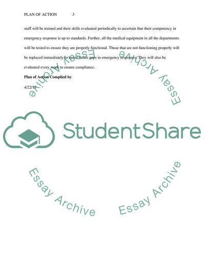 Plan of Action to Medical Emergencies