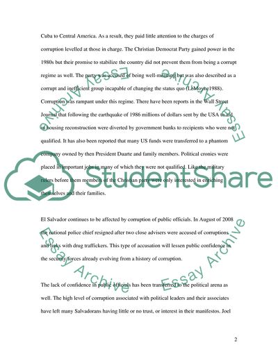 The Problems of Corruption, Civil Wars, Terrorism and Conflicts in El Salvador