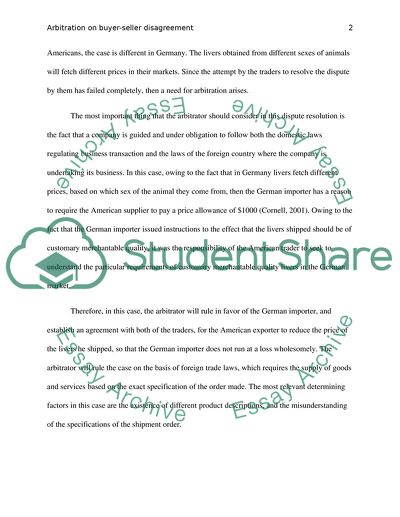 Arbitration on Buyer-Seller Disagreement